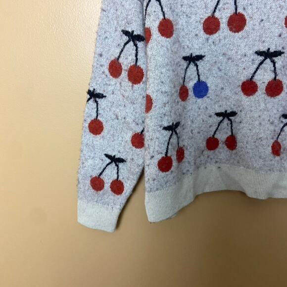 Madewell Cherry Jacquard Pullover Sweater wool blend knit cozy large - Picture 5 of 10